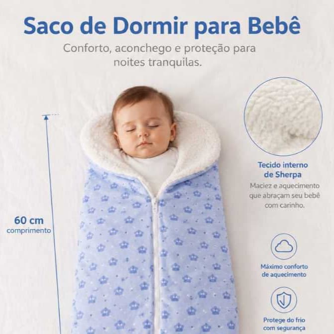 Saco Manta Para Bebe Dormir Tecido Sherpa Inverno Bebê Casulo Quentinho
