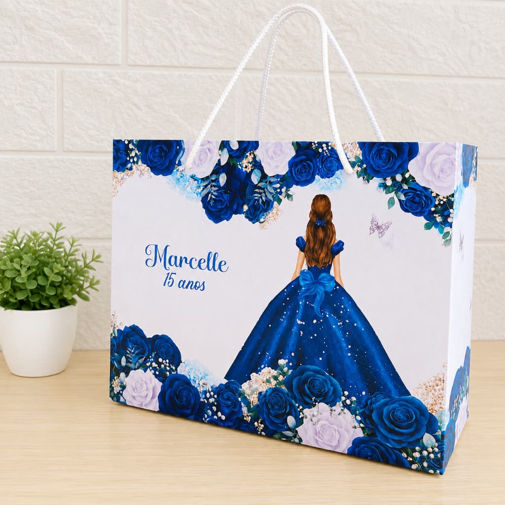 Sacolinha Personalizada 15 anos Azul Royal