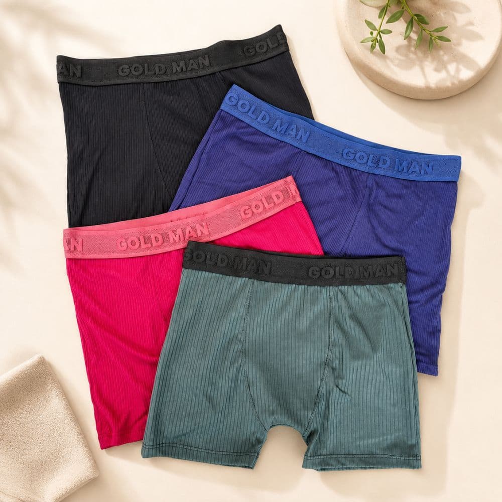 Kit 3 Cuecas Boxer Canelado Suede Masculino Adulto Algodão Premium Elastico Reforçado Masculino