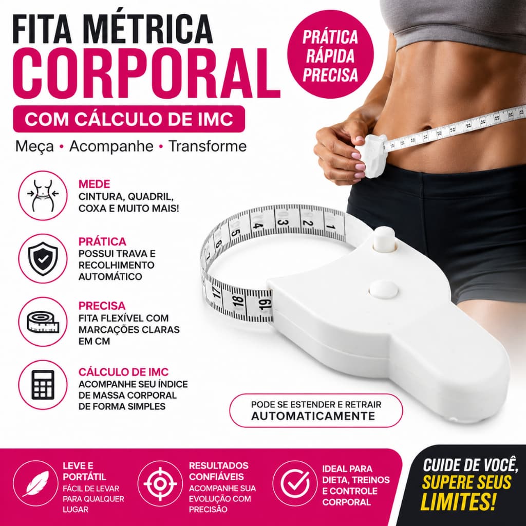 Fita De Medição Corporal/Fita Métrica Antropométrica Corporal Com Cálculo De Imc Da Fita Automática de Precisão