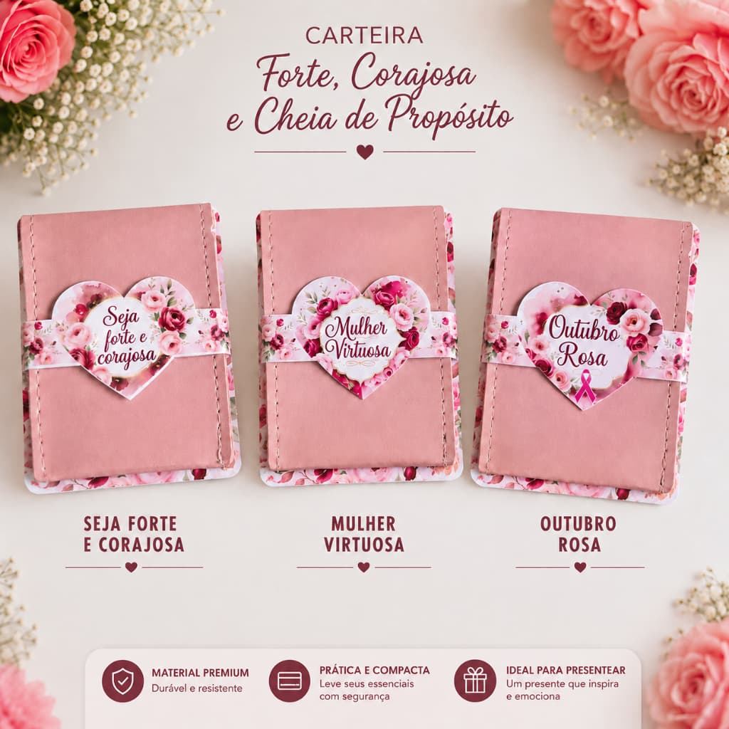 20/40/60 Card para Porta Carteira Motivacional Outubro Rosa Mimo Lembrancinhas (NÃO VAI CARTEIRA)
