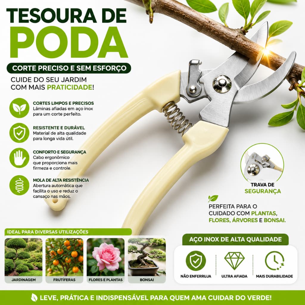 Tesoura De Poda Hagra Jardinagem Árvores Plantas Bonsai