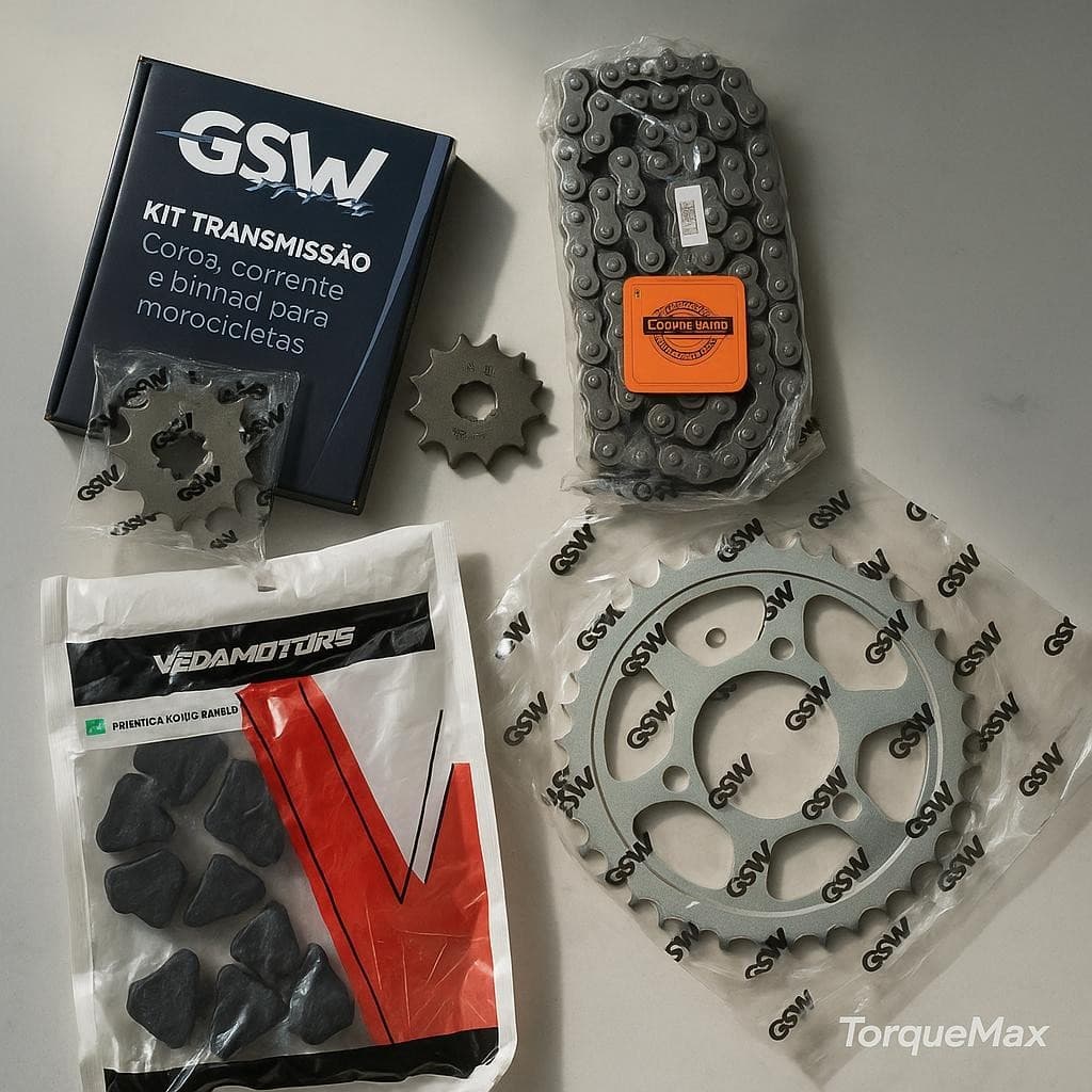 Kit Relação Transmissão CG TITAN / FAN 150 2004/16 Aço 1045 Alta Performance com Coxim e Rolamento