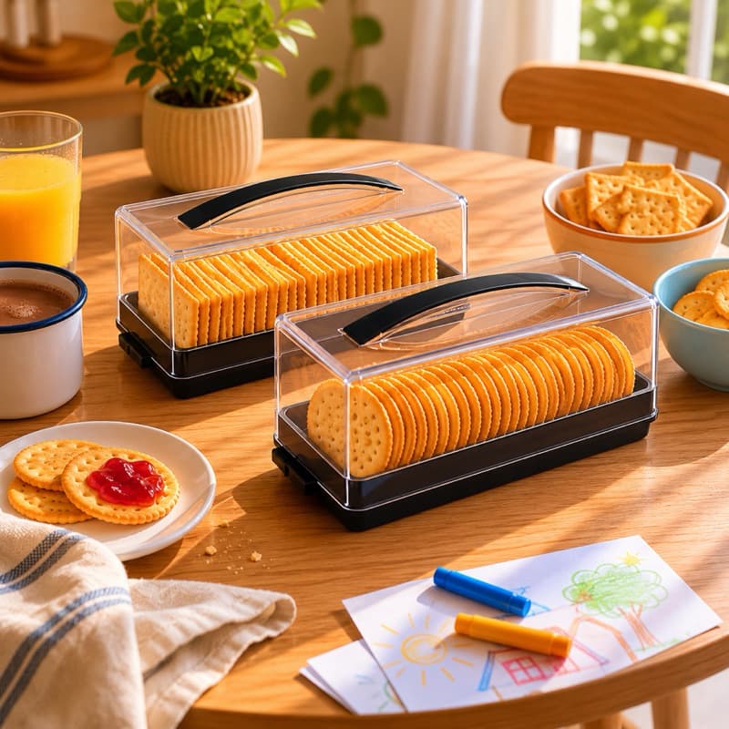 Kit 2 un Porta Biscoitos Bolachas Torradas Com Tampa Acrílico Organizadora