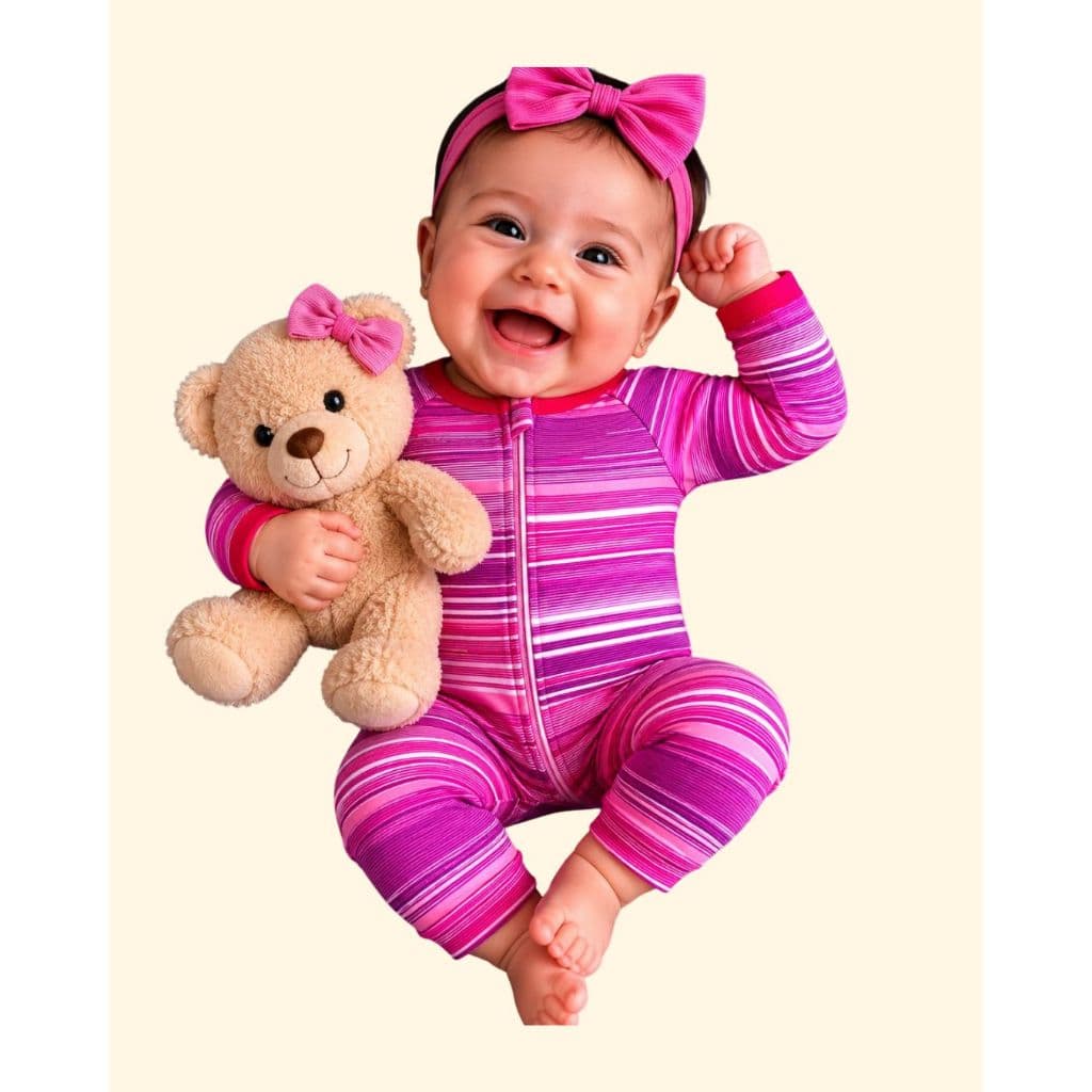 Macação para bebê com ziper Feminino kit com 3 peças