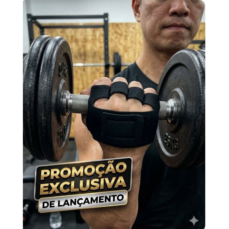 Luva de Academia Unissex, Antiderrapante, Neoprene, Ajustável, Preta, com Pegada Firme