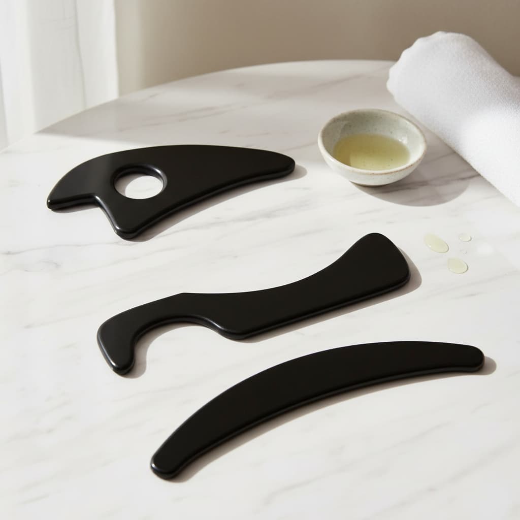 Kit Massageador Manual Liberação Miofascial Instrumentos Gancho Meia Lua Triangulo Para Pós Treino Massagem Fisioterapia