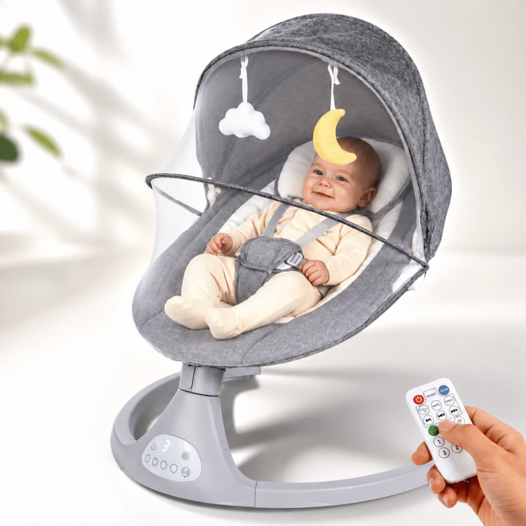 Cadeira de Descanso e Balanço para Bebê Bliss Baby Style com Música, Mosquiteiro e Controle Remoto Repouseira