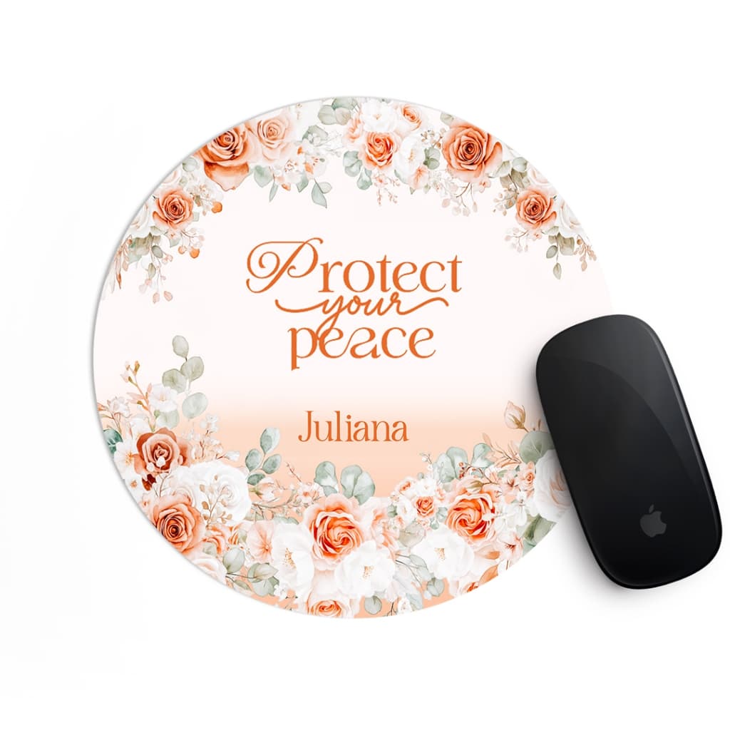 Mouse Pad Redondo Personalizado com Nome | Estampa Terracota