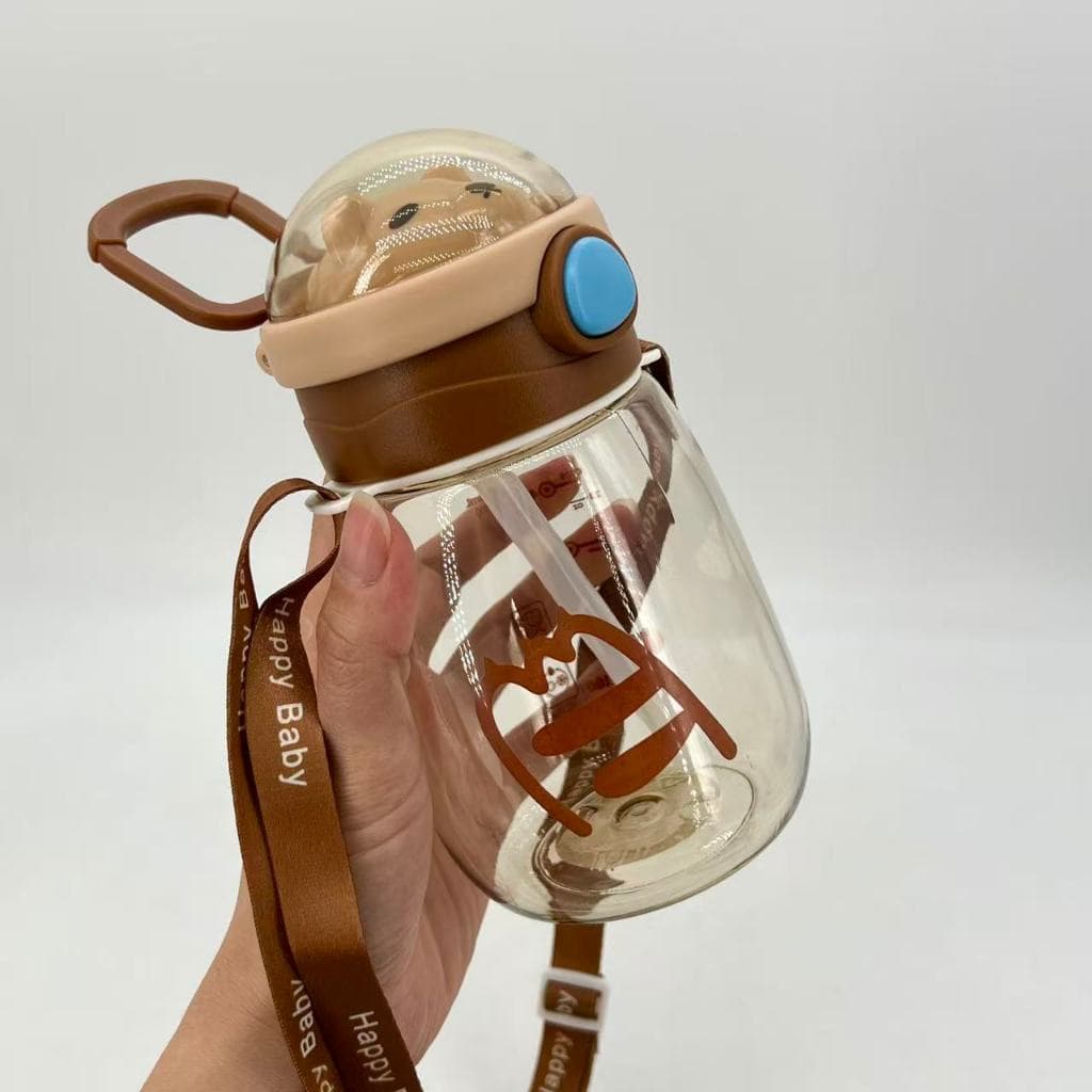 Garrafa Infantil 550ml Material Plástico Com Canudo E Alça Ajustável Para Transporte Portátil