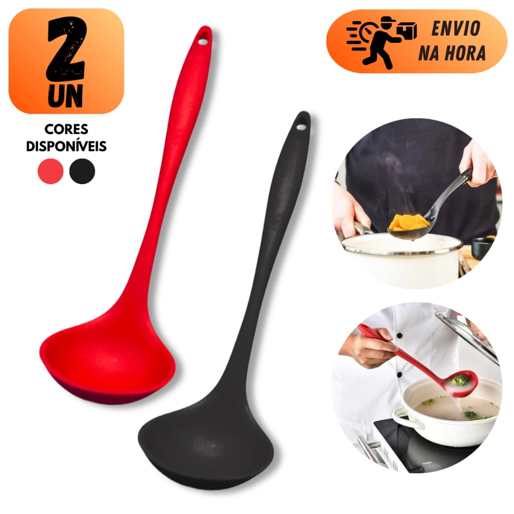 KIT CONCHA DE SILICONE 28CM PARA COZINHA E RESTAURANTES IDEAL PARA CALDOS MOLHOS SOPAS E FEIJÃO
