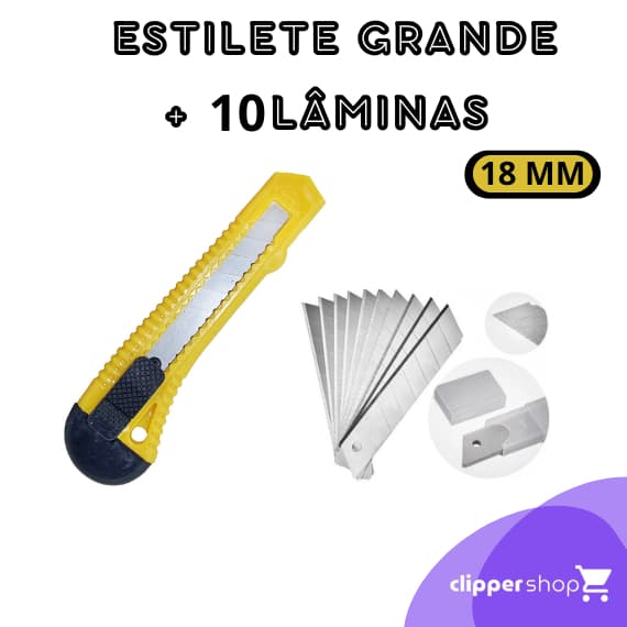 KIT ESTILETE GRANDE + 10 LAMINAS 18MM MASTERPRINT MP451/MP452