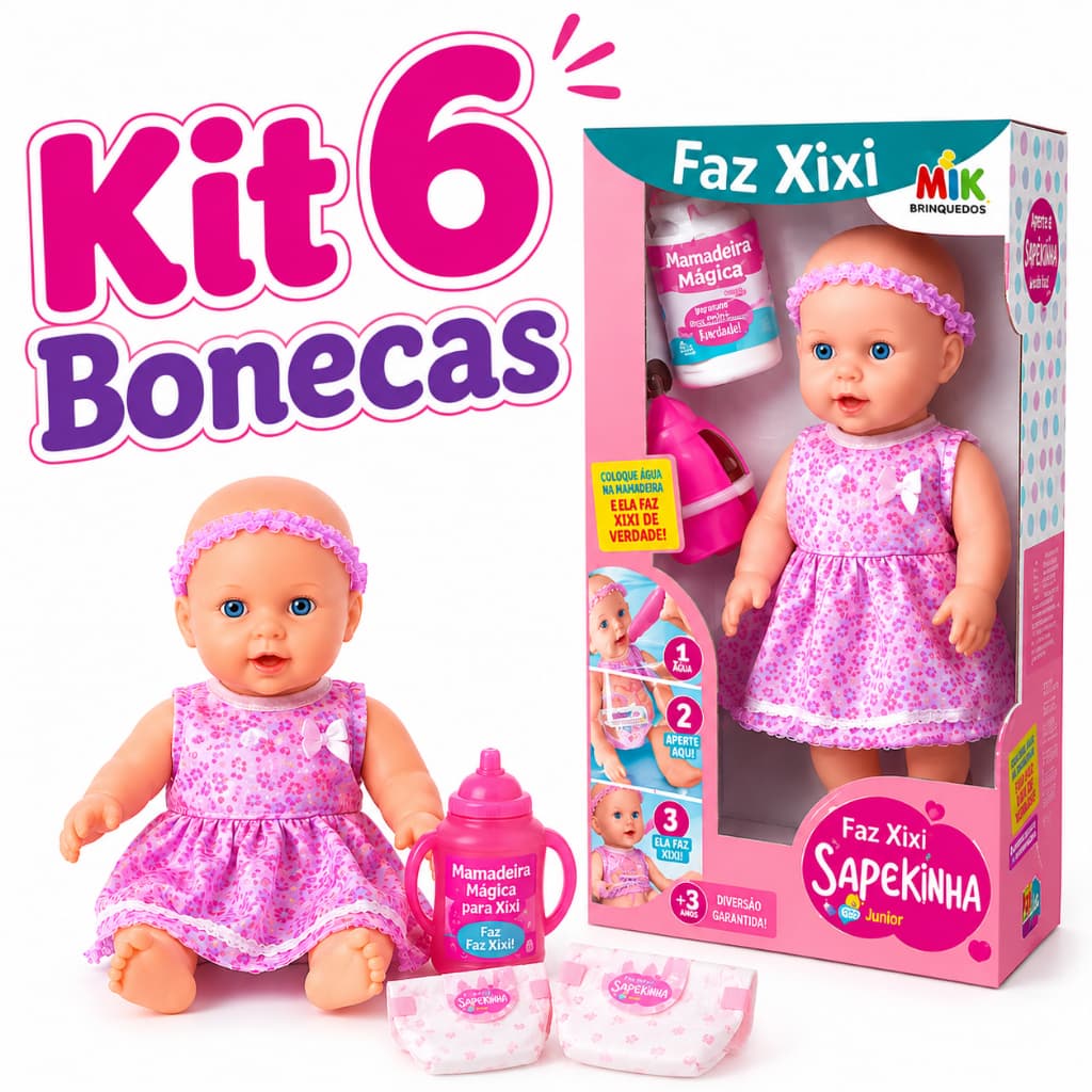 Kit Bonecas Bebe Faz xixi Mamadeira e Frauda Brinquedo Menina Tipo Boneca Reborn Boneca que Faz Xixi