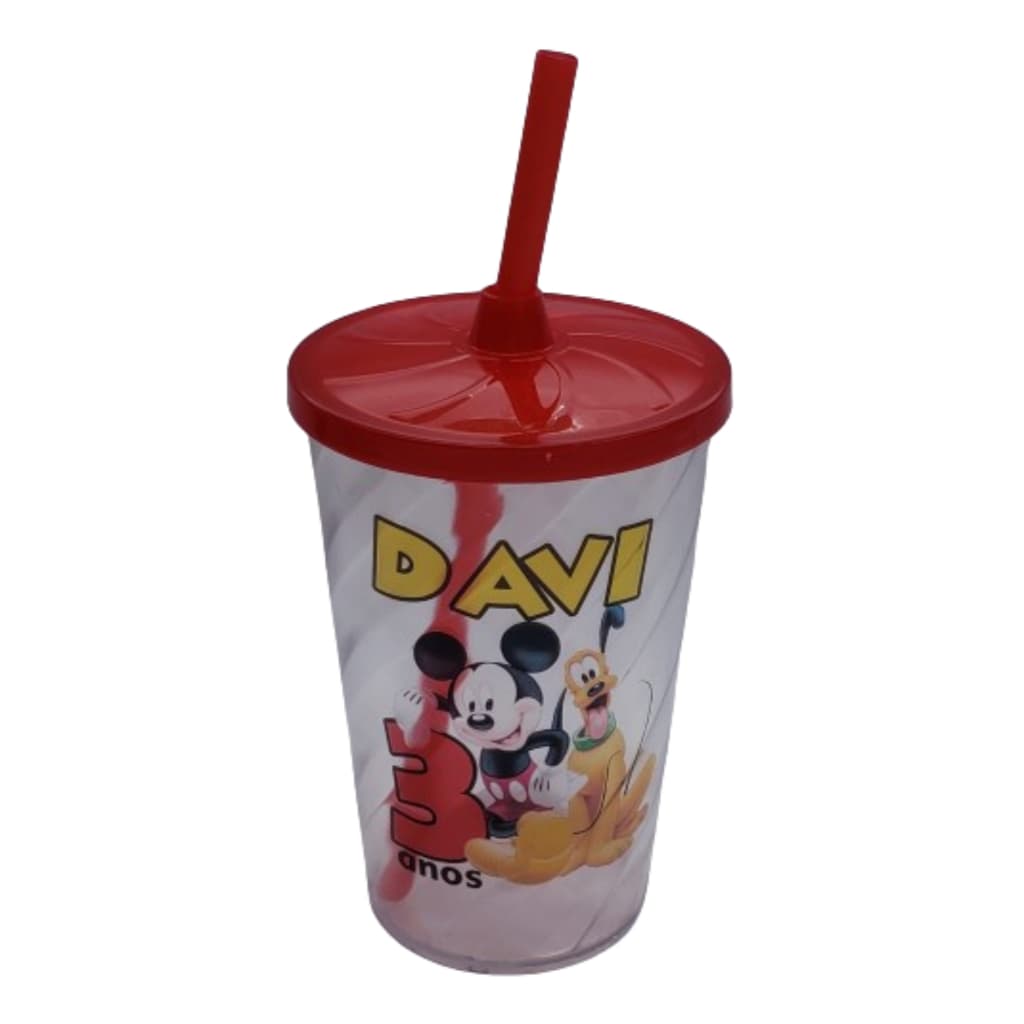 30 Copos com tampa e canudo personalizados