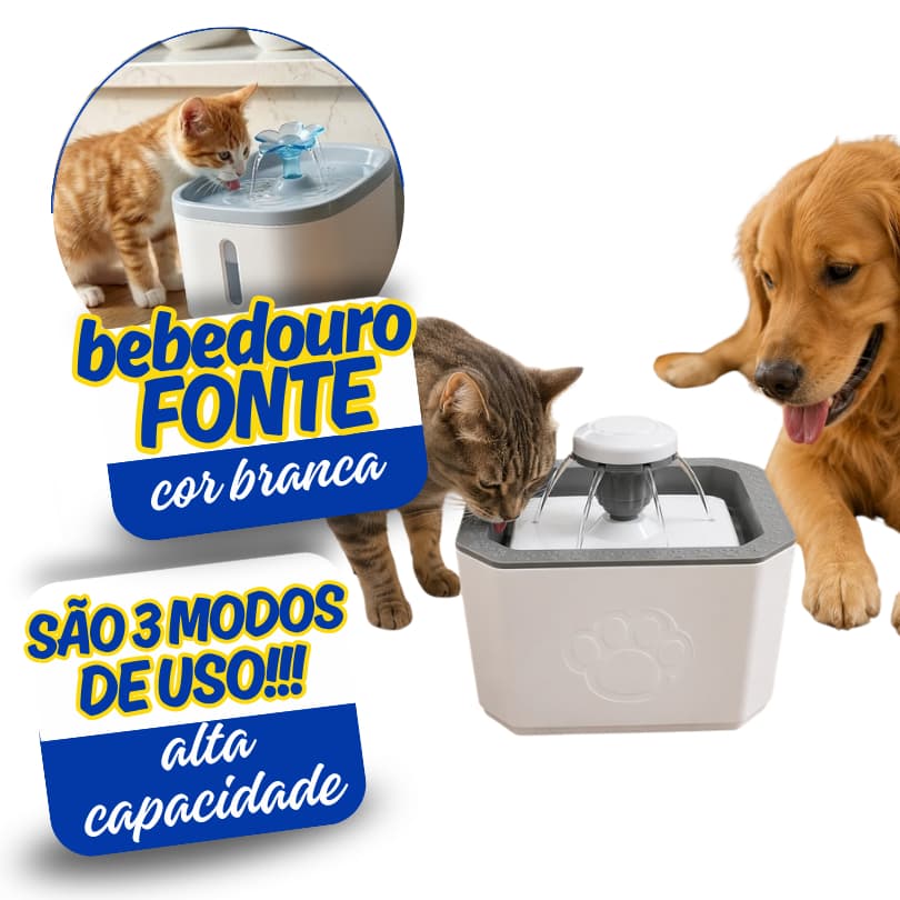 Fonte Automatica Bebedouro Refil Agua Pet Cachorro Gato 20cm Ajustavel