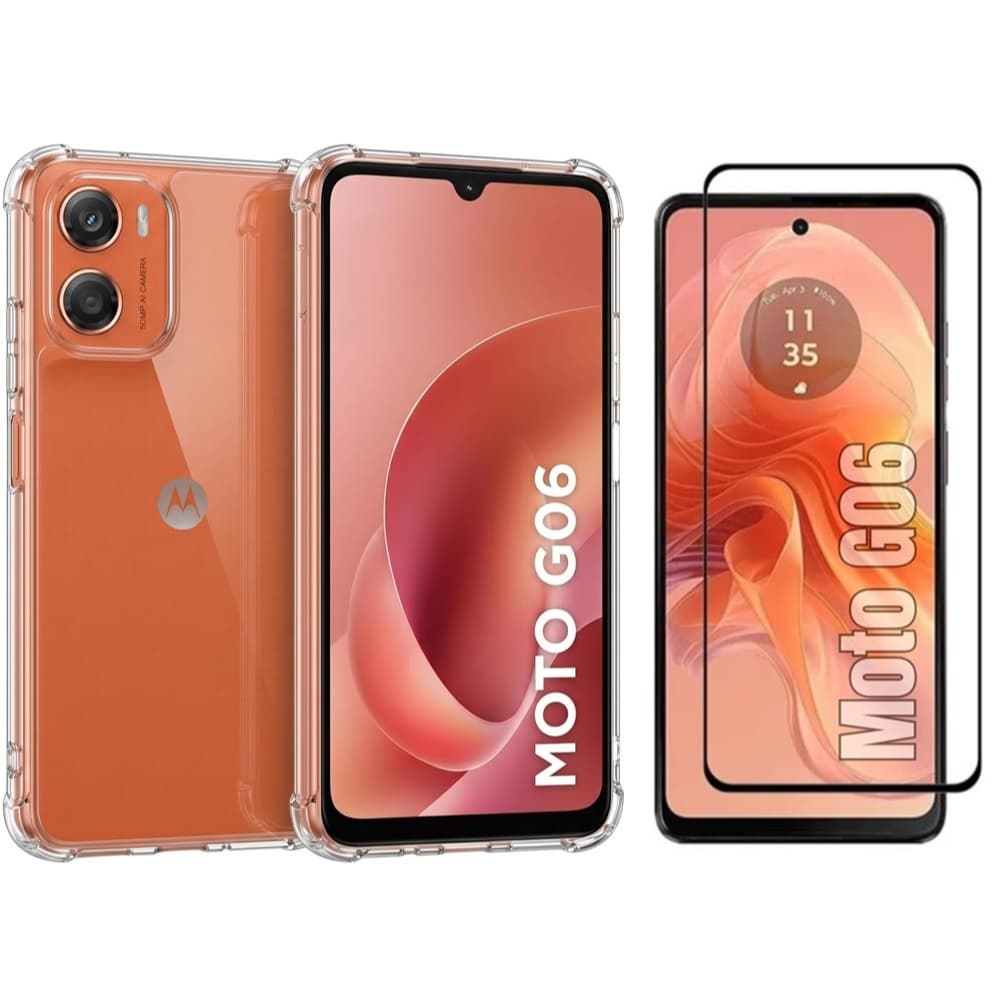 Capa Capinha Anti impacto + Película de Vidro 3D Para Motorola Moto G06