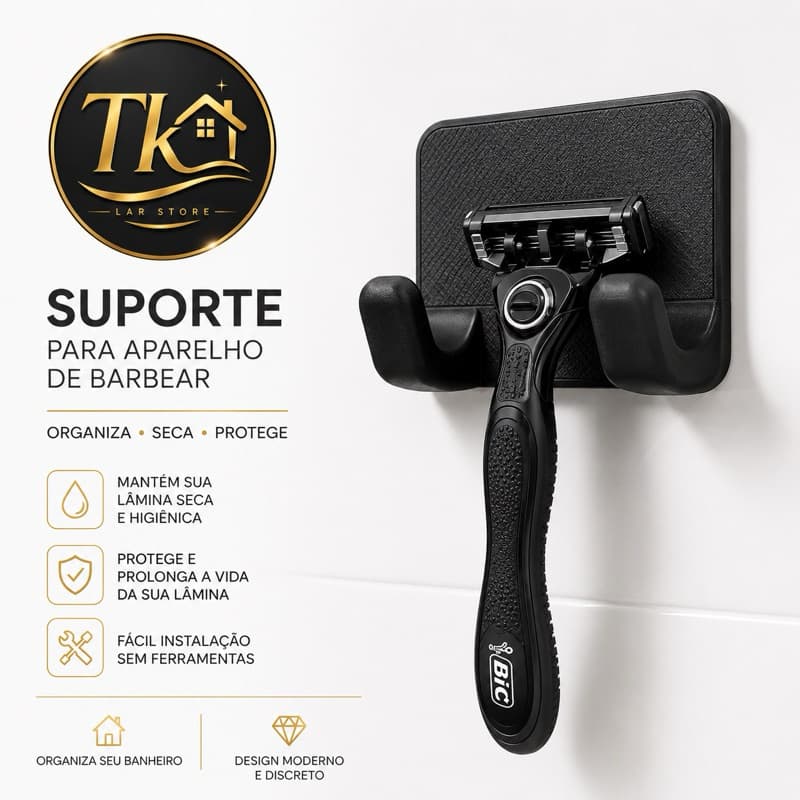 Suporte Para Parelho De Barbear Lamina Gillette Gilete Prestobarba plástico com fita dupla face