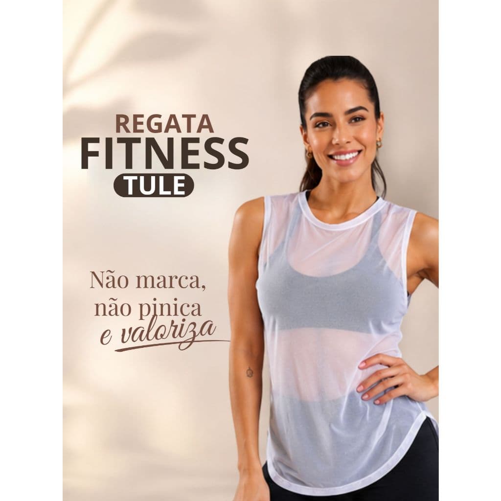 Blusas Feminina Regata de Tela Fitness Academia Veste Legging Tapa bumbum Tule Camiseta Top Treino