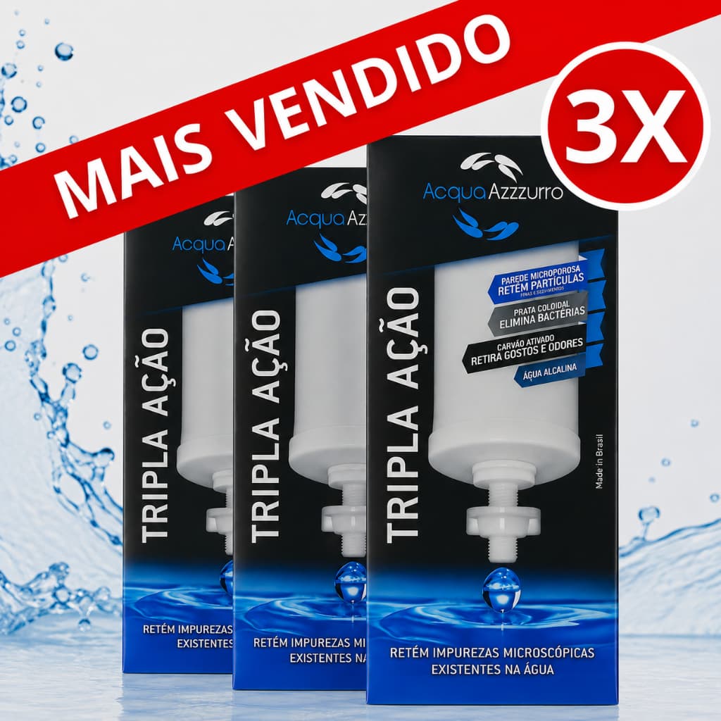 Kit 03 Velas Alcalinas Premium Tripla Ação Compatível P/ Todos Filtros De Barro