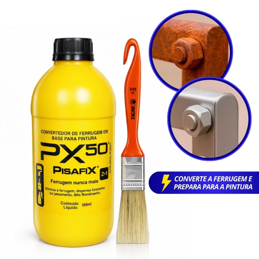 Conversor De Ferrugem 200/500/1000ml +  Pincel Aplicador Pisafix Converte em Base para Pintura
