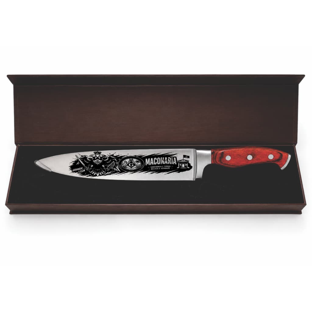 Faca Chef 9” Gravação A Laser Maçonaria Presente Criativo Ideal Churrasco