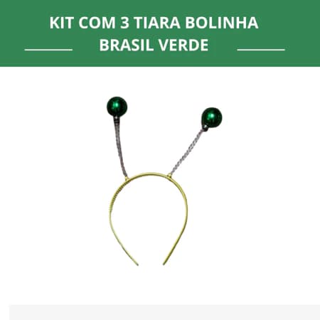 Kit com 3 Tiaras Bolinha Brasil Verde – Acessório para Torcida e Festa