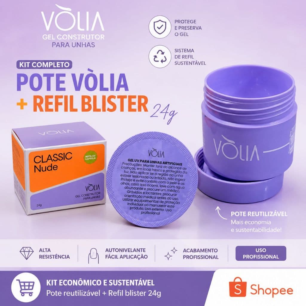 gel vólia classic nude 24g refil blister mais pote