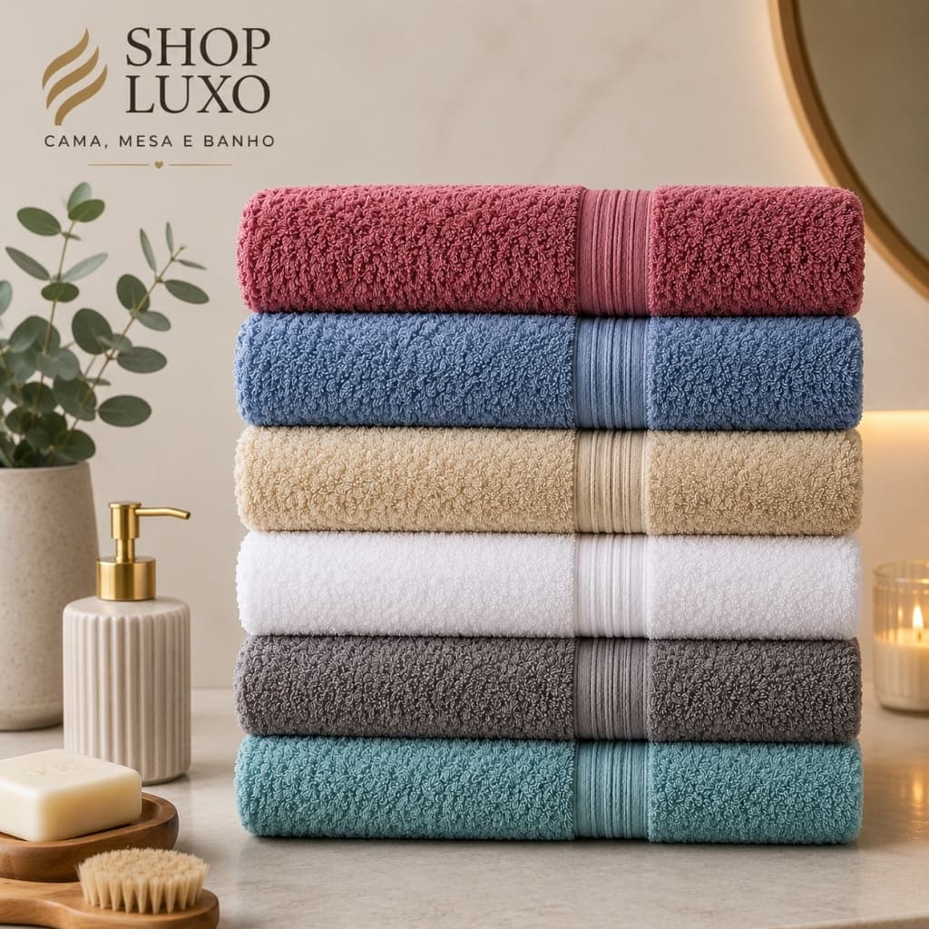 Kit 5 Toalhas de Rosto Lisboa Premium 45x80cm 100% Algodão 430g/m² Super Macia Hotel Pousada