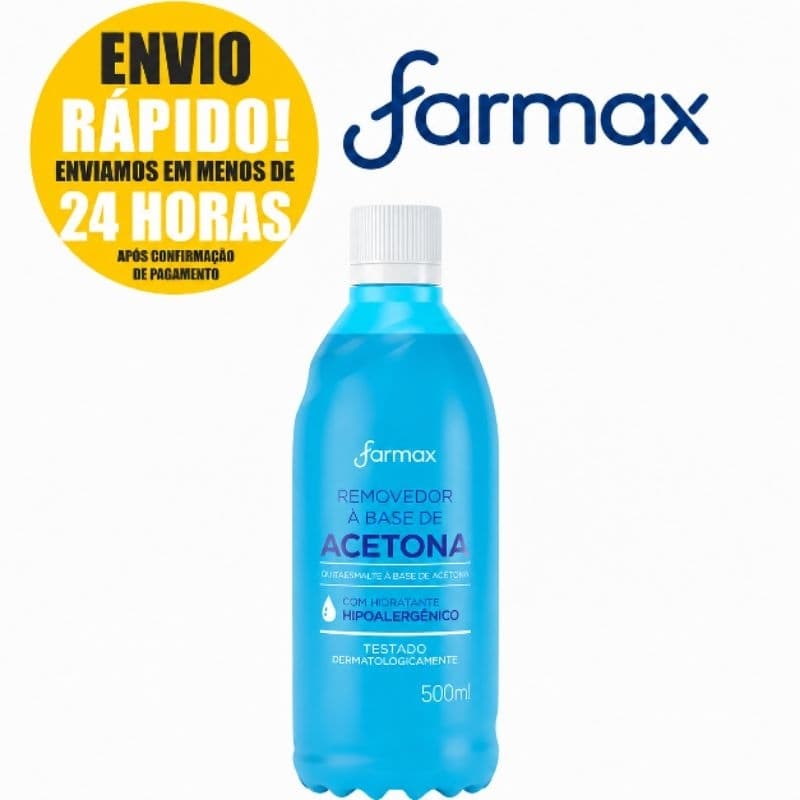 Removedor de Esmalte Profissional Acetona Farmax 500ml - Manicure, Salão, Unhas de Gel e Esmalte!