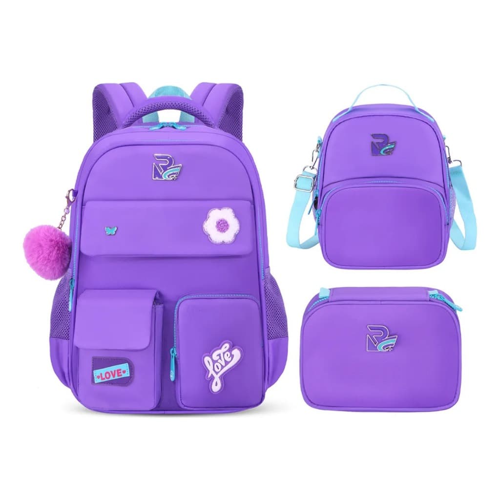 Kit 3 Mochila Grande + Mini Mochila + Bolsa Mão Conjunto Versátil para Estudantes Viagem Escola Reforçada Notebook Bolsa
