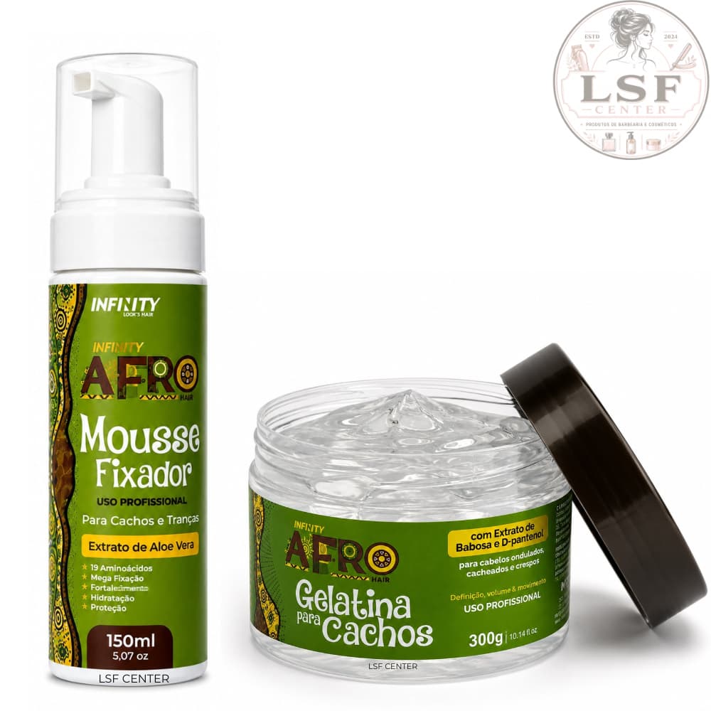 Mousse Fixador Afro + Gelatina Para Cachos e Tranças - Extrato de Babosa e D-pantenol