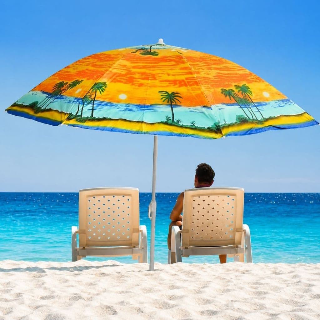Guarda Sol Articulado 2,4m Grande Dobrável Proteção UV Praia Piscina Colorido