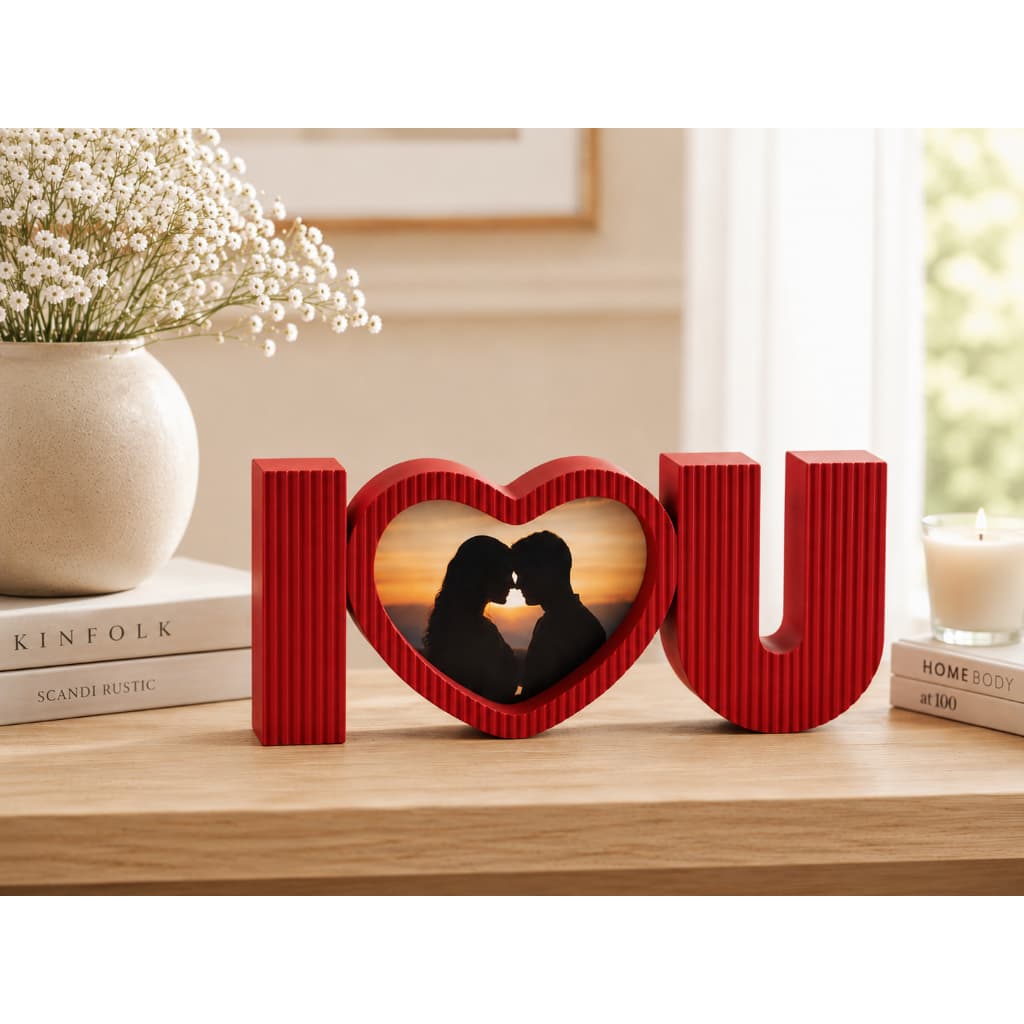 Porta-Retrato Decorativo I LOVE U – Presente Romântico e Moderno