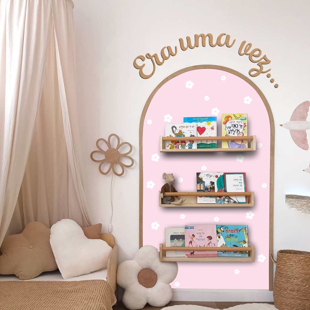 Adesivo de Parede Infantil Arco Romano Floral várias cores decoração bebê