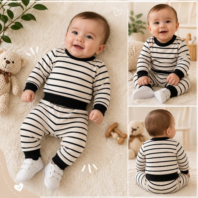 Conjunto blusa manga comprida e calça Infantil Inverno ou meia estação Estampado. Bebês e Crianças de 3 Meses a 2 Anos