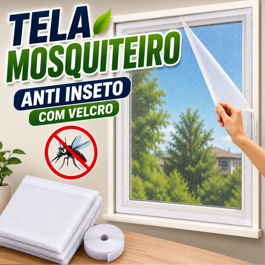 Tela Mosquiteiro Para Janela  Anti Insetos Com Velcro Autocolante Pernilongo