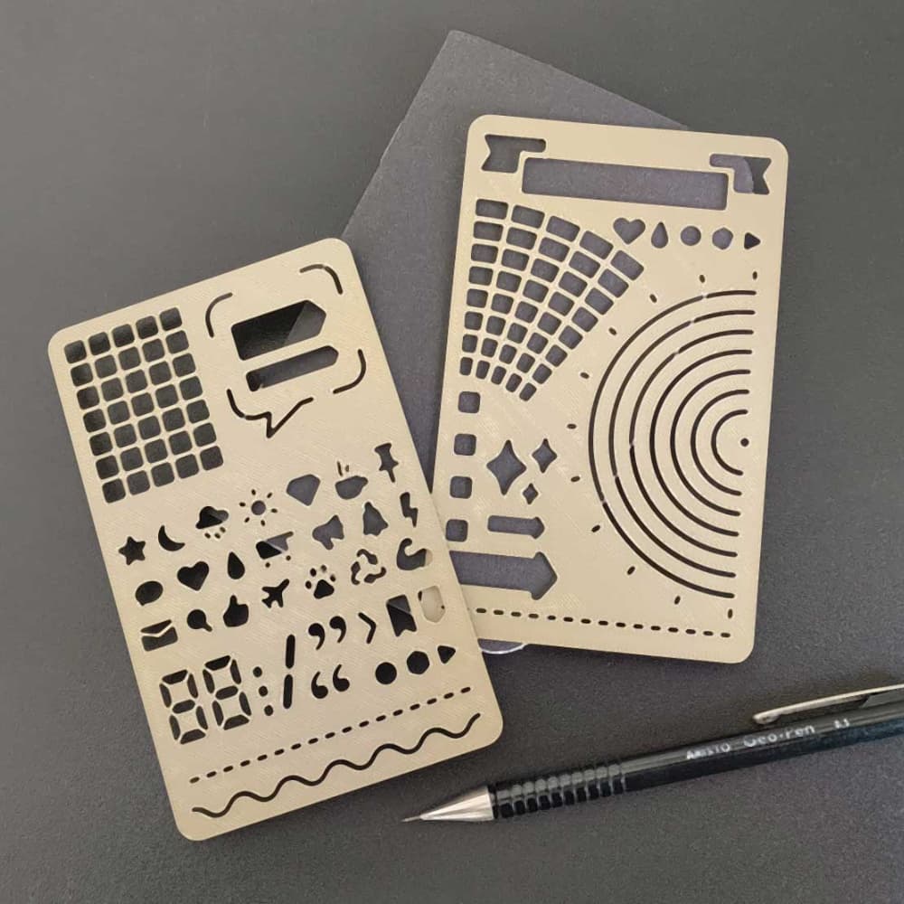 Régua Stencil Bullet Journal Planner Caderno Agenda 3 Unidades Desenho Molde Gabarito Plástico 3D