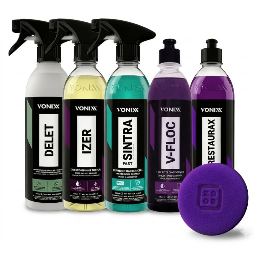 Kit Automotivo Delet Izer Sintra Fast V-Floc Restaurax Vonixx + Aplicador