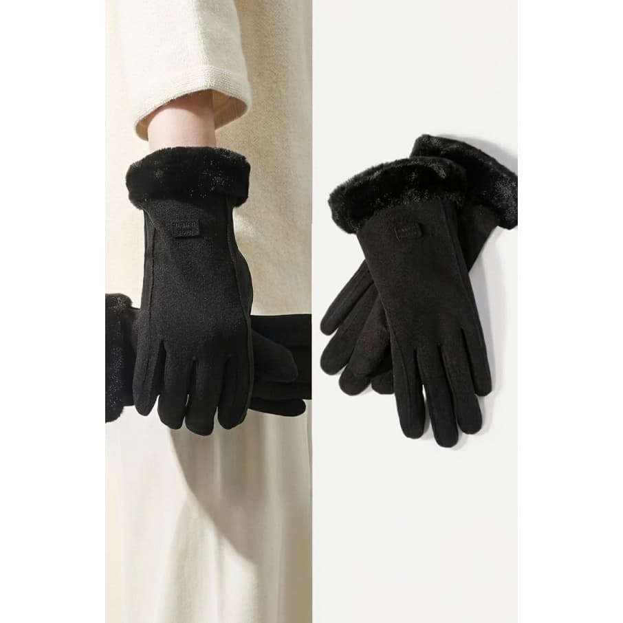 Luva Feminina De Veludo Elegante Touch Screen Outono/Inverno, com pelinho, mulher, luxo, luxuoso, chique, chic, e-girl