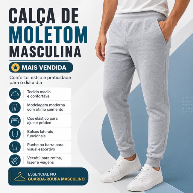 Calça de Moletom Masculina Jogger