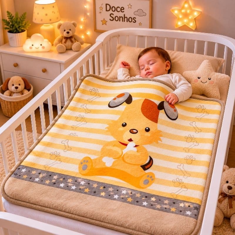 Cobertor de Bebê Infantil Antialérgico Microfibra Macio Enxoval 90x110 cm Presente Saída Maternidade Menino Menina