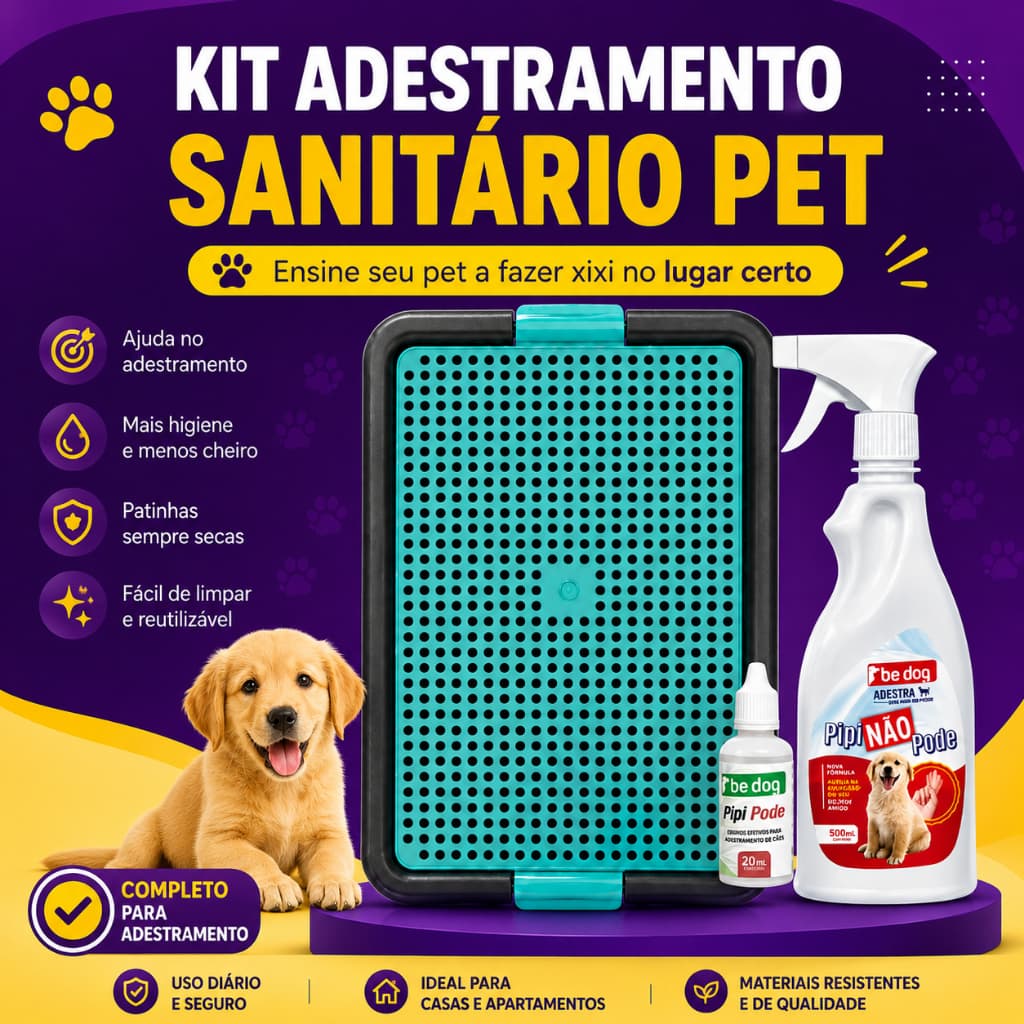 Kit Sanitário Canino Pet + Educador Pet Xixi Sim Pode Xixi Não Pode Cachorro Tapete Higienico