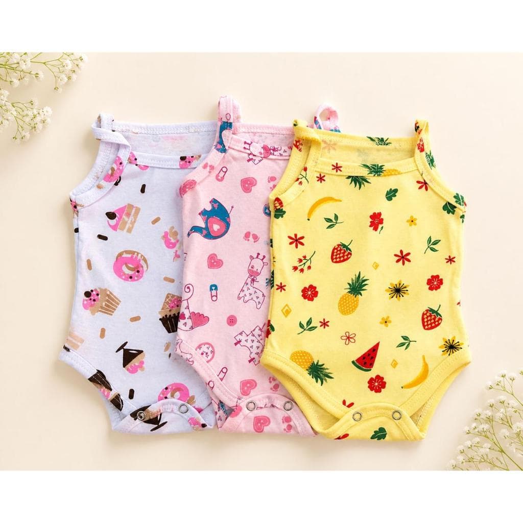 Kit com 3 Body Bebe Menina Alcinha Algodão Confortavel Roupa Bebê Bodies do P M ao GG Regatinha