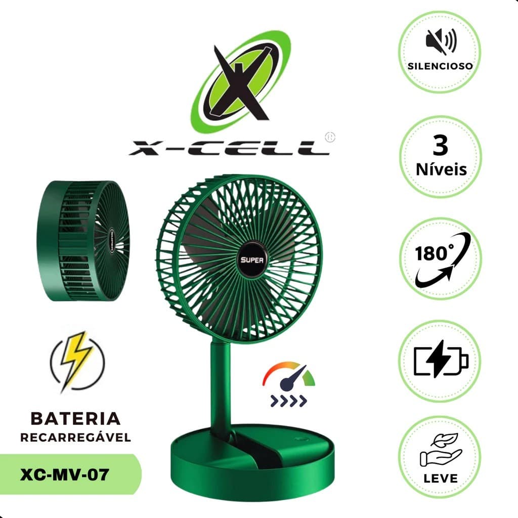 Ventilador Portátil Recarregável Dobrável De Mesa C/ Suporte 180° 3 Velocidades, mini ventilador