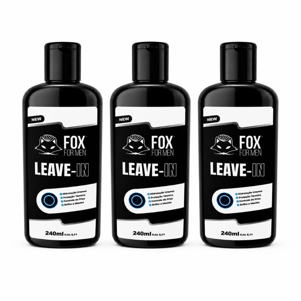 Kit 3 Leave-In Para Cabelo Seco Com Frizz Fox For Men Sem Enxágue Hidratação E Maciez