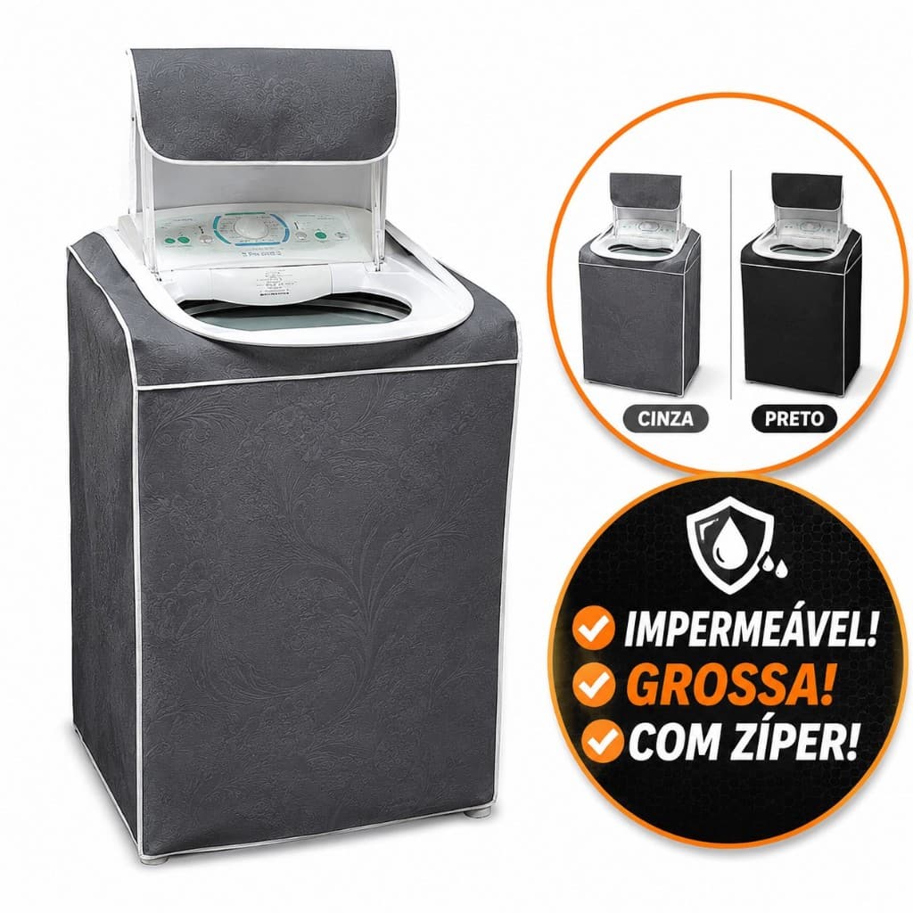 Capa Protetora para Máquina de Lavar com Zíper Impermeável e Resistente