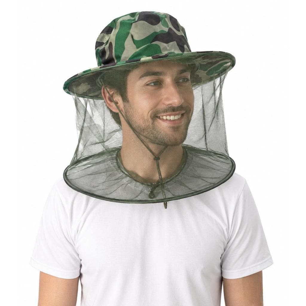 Chapéu Mosquiteiro Com Tela Camuflado Para Pescadores Caçadores Caminhantes Campistas