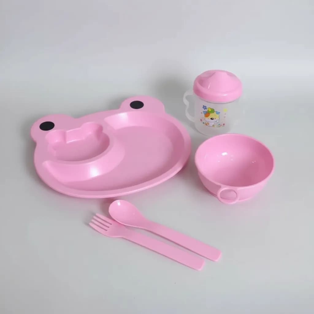 Kit Alimentação Infantil Completo 5 Peças Bebê Prato Tigela Copo Talheres