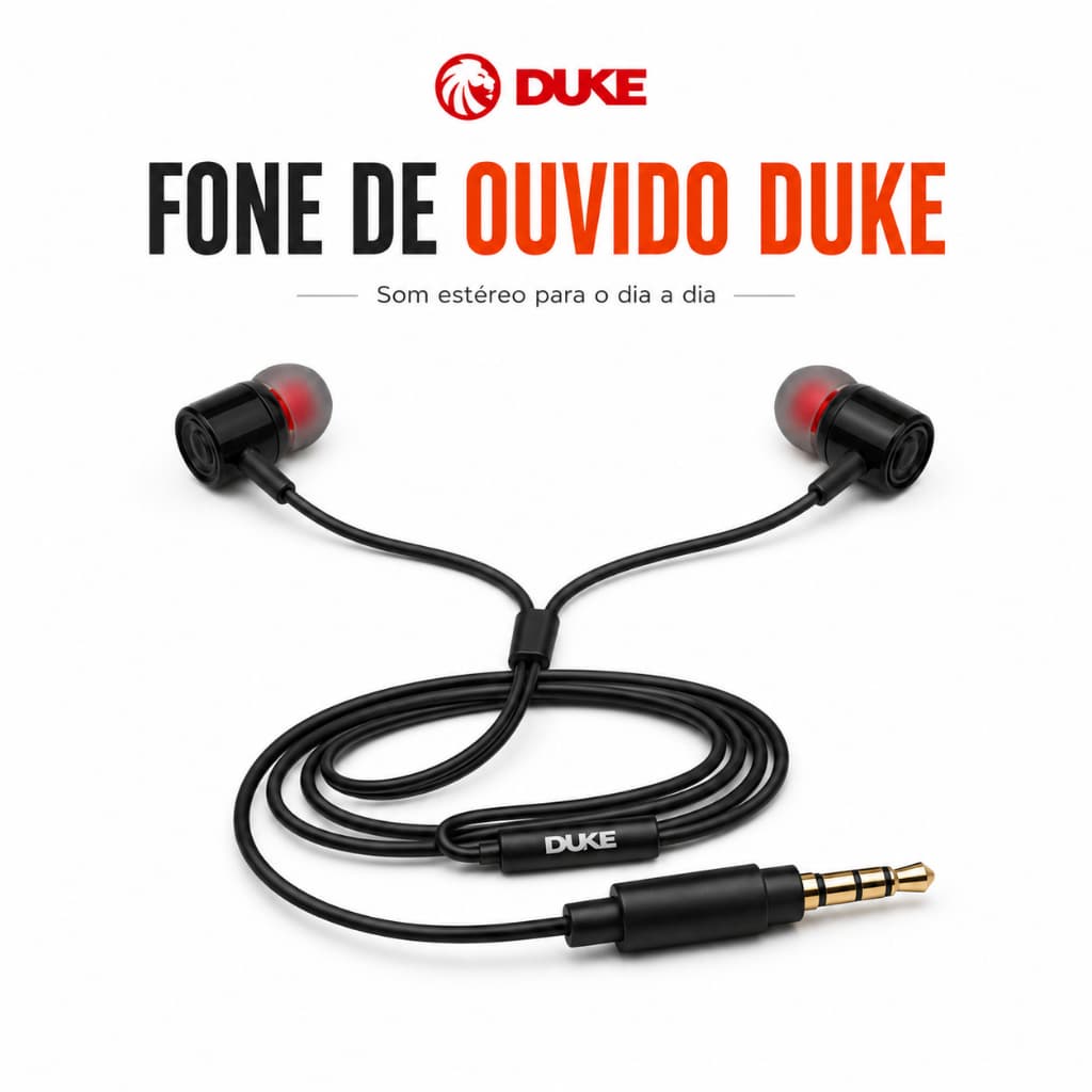 Fone de Ouvido Com Fio P2 Estéreo DUKE Extra Bass Hi-Fi Com Microfone