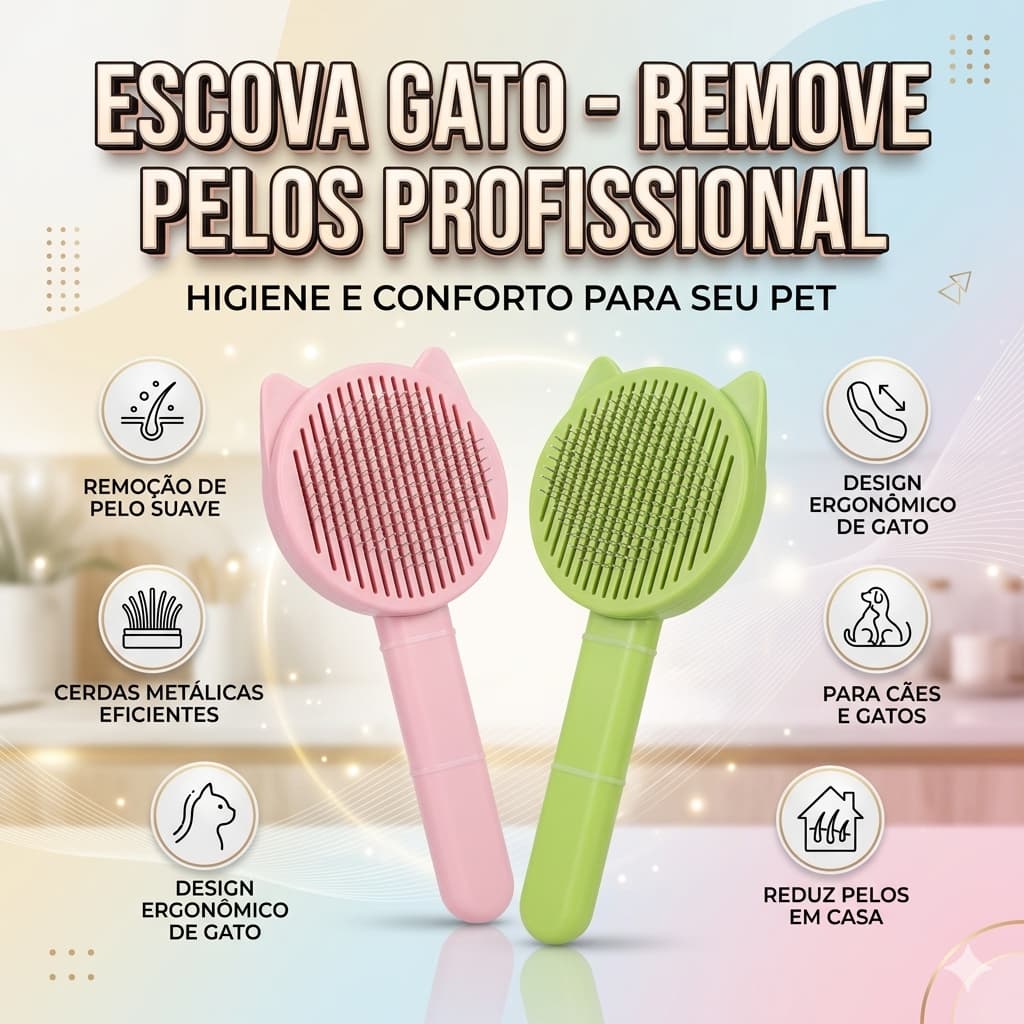 Escova Para Remoção De Pelos De  Gatos, Formato Gato, Cerdas Metálicas, Leve, Prática E Sortida